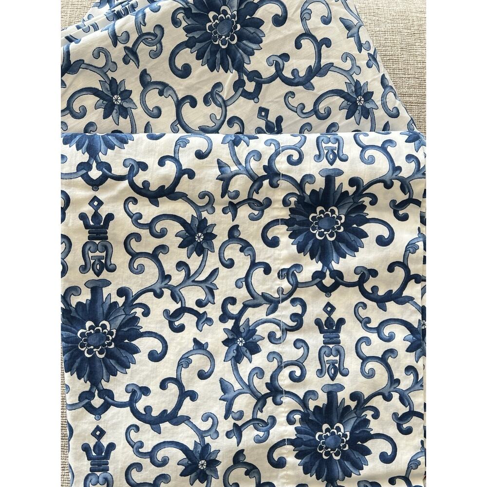 2pc LRL Ralph Lauren Porcelain Floral Blue White Full Flat Sheet 40” Pillowcase